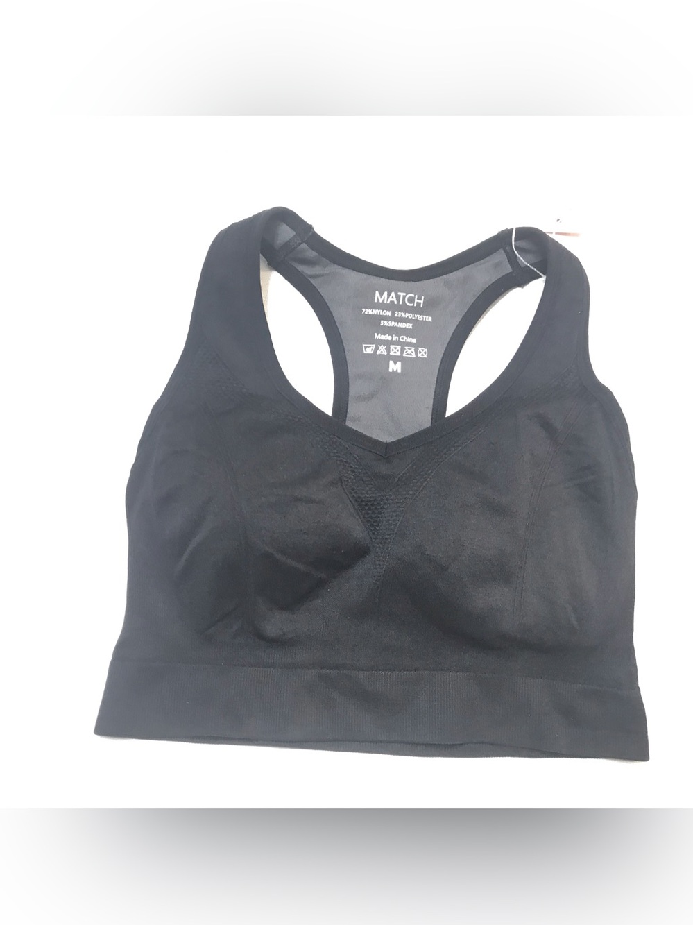 Match Womens Sports Bra Bralette Size M Black Gray Lightly Padded Workout Active